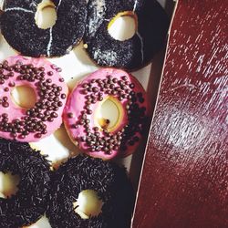 High angle view of cake on table
