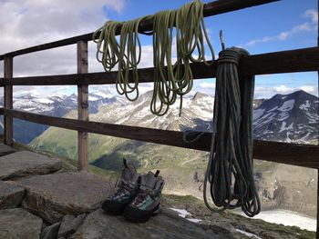 Climbing ropes on railing