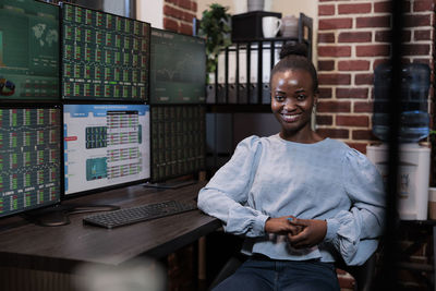 Portrait of happy female professional in office