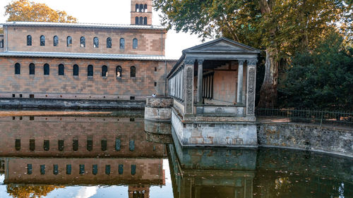 Reflection of building in water