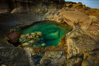 Rock formation in sea