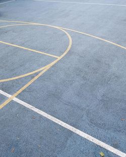High angle view of basketball court