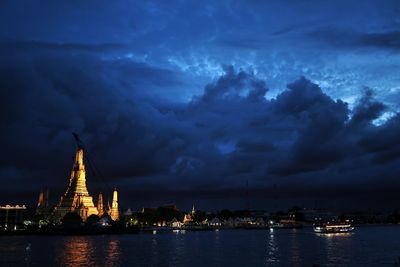 Illuminated buildings in city