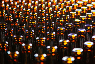 Glass bottle texture. glass bottle at factory for production of glass containers.