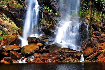 View of waterfall in forest
