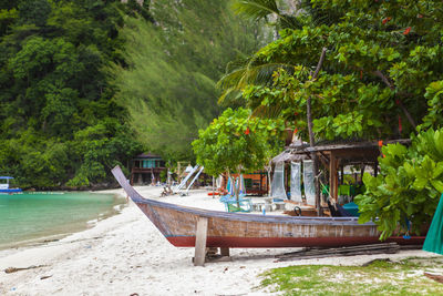 View of boats on beach