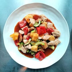 Directly above shot of salad in bowl on table