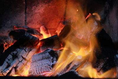 High angle view of bonfire