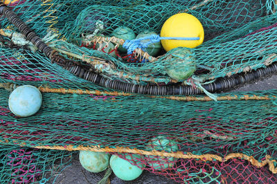 High angle view of fishing net
