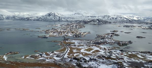 High angle view of sea against sky