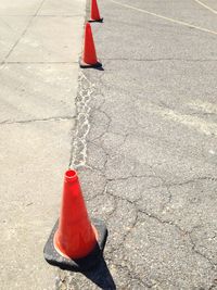 Traffic cones on asphalt