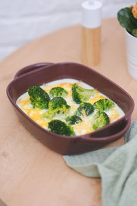 Close-up of food in bowl on table