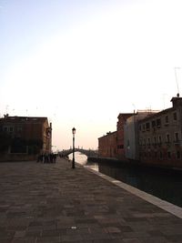 View of buildings against clear sky