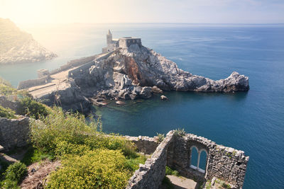 High angle view of sea against sky