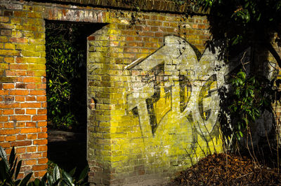 Graffiti on brick wall