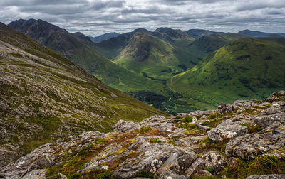 Looking south from the summit of sgorr na ciche or the pap of glencoe. in the scottish highlands