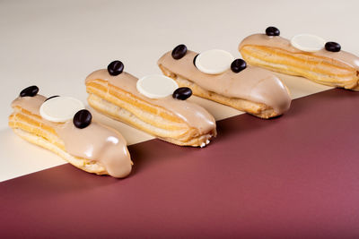 High angle view of ice cream over white background