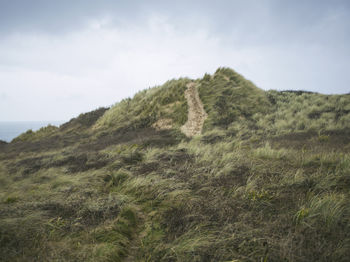 Scenic view of landscape against cloudy sky