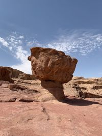 Rock formation in desert against sky