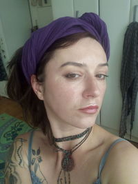 Portrait of beautiful woman at home