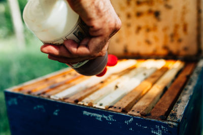 Close-up of hand holding ice cream