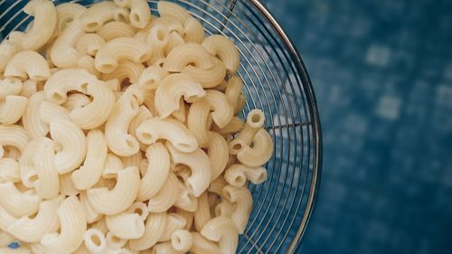 Directly above shot of pasta in strainer