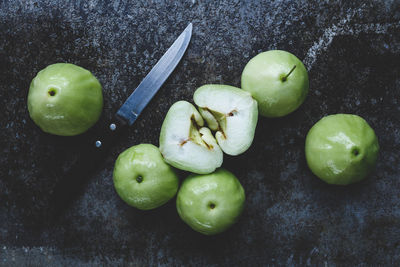 High angle view of apples