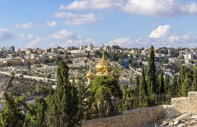 Panoramic view of townscape against sky