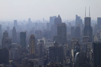 Smog over the skyline of shanghai, china