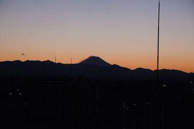 Scenic view of mountains at sunset