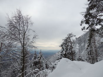 Scenic view of snow covered landscape against sky