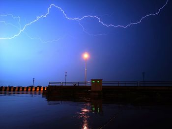 Lightning in sky at night