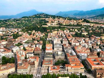 High angle view of townscape against sky