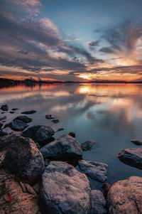 Scenic view of sea against sky during sunset