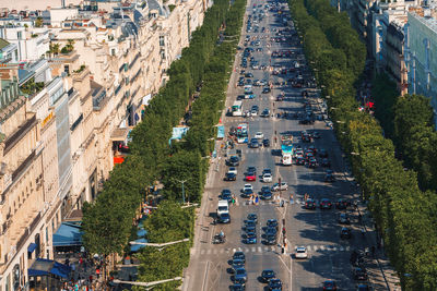 High angle view of buildings in city