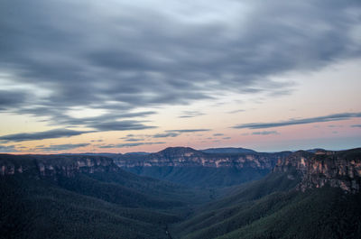 Aerial view of landscape against cloudy sky