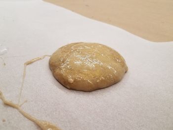 High angle view of cookies on table