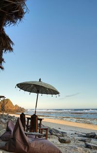 Scenic view of beach against clear sky