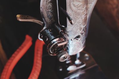 Close-up of sewing machine