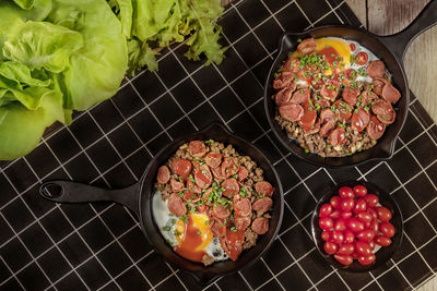 High angle view of fruits in bowl