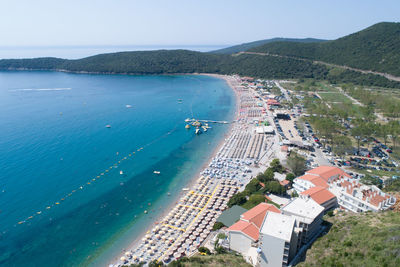 High angle view of beach against sky