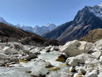 Scenic view of mountains against clear sky