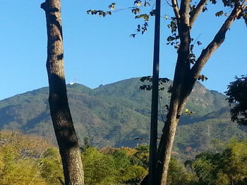 Scenic view of mountains against clear sky