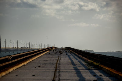 Railroad track against sk 