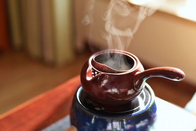 Close-up of coffee on table
