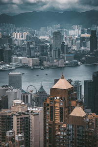 High angle view of buildings in city