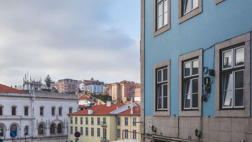 High angle view of buildings in town
