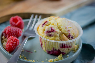 Close-up of dessert in bowl on table