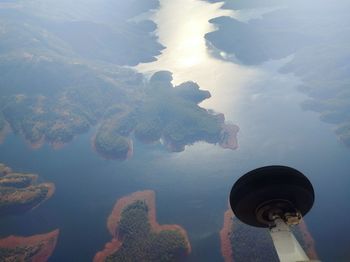 Aerial view of river and field