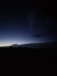 Scenic view of silhouette landscape against sky at night